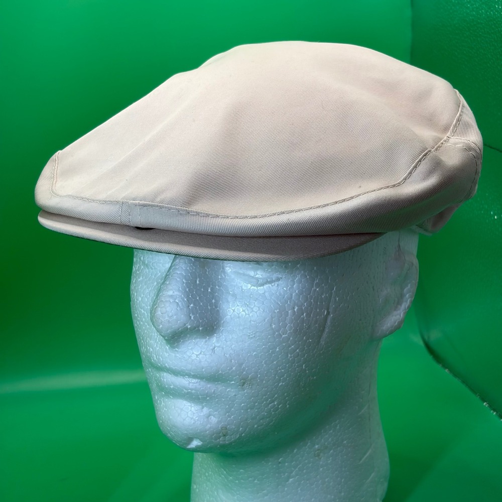 VTG 80s Dorfman Pacific Flat Cap Adjustable Tan Newsboy Golf Hat Longshoreman